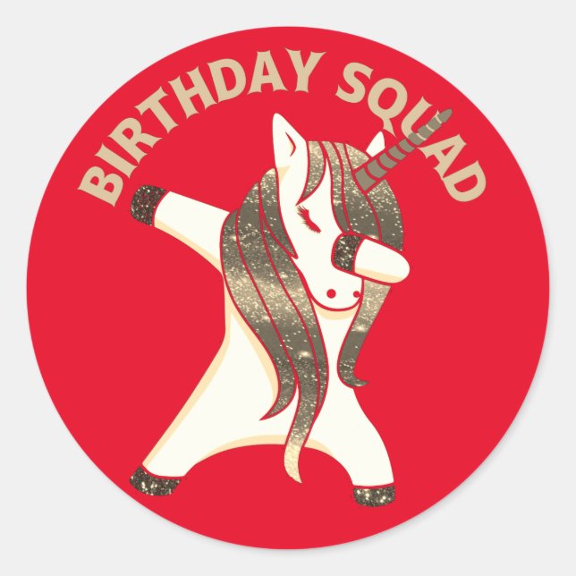 Pegatina Redonda BIRTHDAY SQUAD divertido regalo de cumpleaños de u (Anverso)