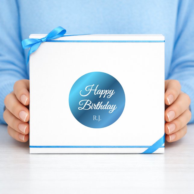 Pegatina Redonda Birthday Sticker | Custom Monogram (Subido por el creador)