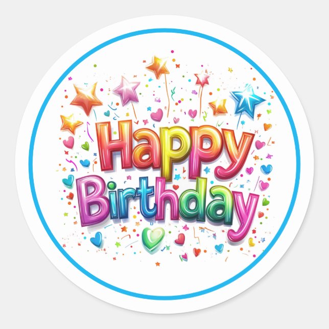 Pegatina Redonda Birthday Stickers (Anverso)