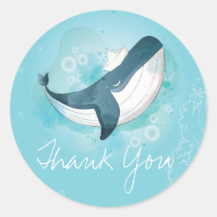 Pegatina Redonda Birthday Whale Thank you