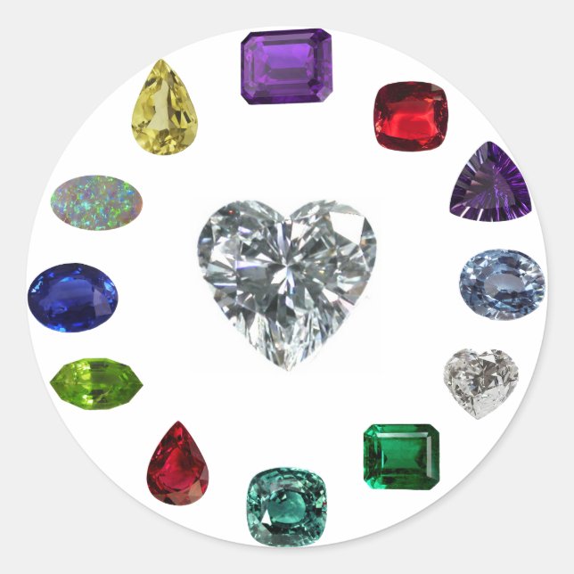 Pegatina Redonda Birthstone (Anverso)
