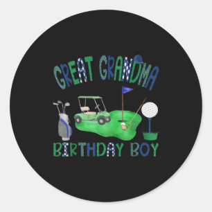 Pegatina Redonda Bisabuela del niño del cumpleaños hoyo en uno golf