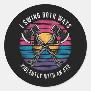Pegatina Redonda Bisexual I Swing Ambas Formas Ax Graciosa Bandera 