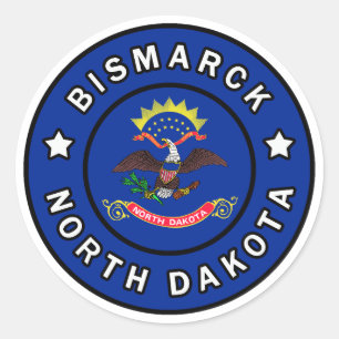 Pegatina Redonda Bismarck Dakota del Norte