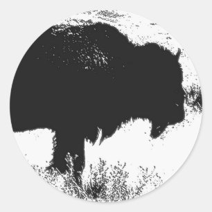Pegatina Redonda Bison - Búfalo