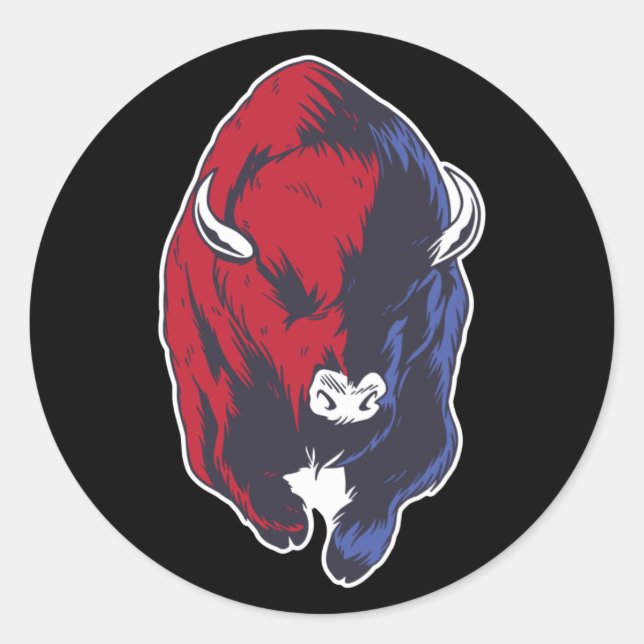 Pegatina Redonda Bison Búfalo Nacional Americano (Anverso)
