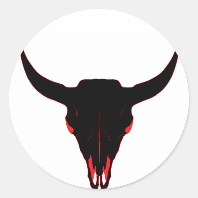 Pegatina Redonda Bison Skull Black and Red (Anverso)