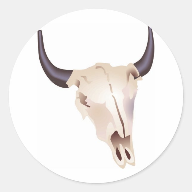 Pegatina Redonda Bison Skull del salvaje oeste (Anverso)