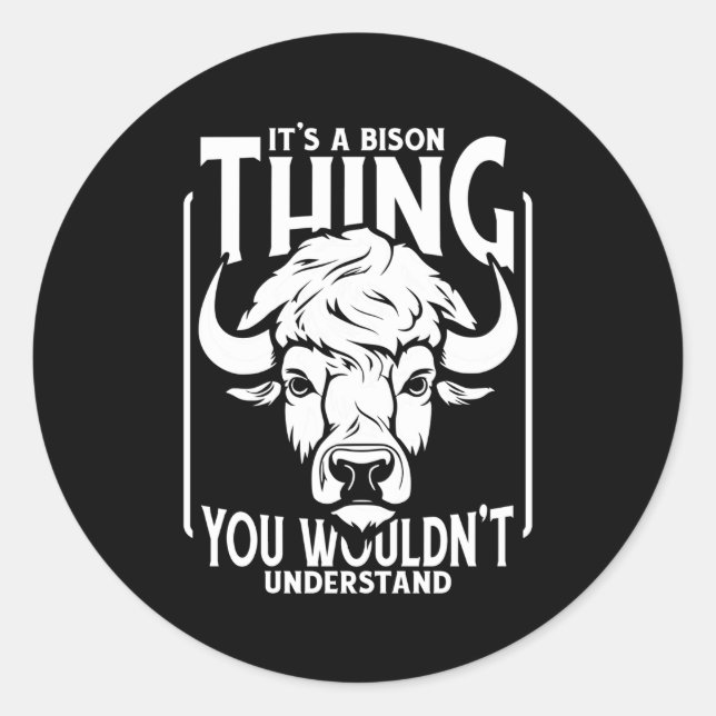 Pegatina Redonda Bison Wildlife Animal American Bison (Anverso)