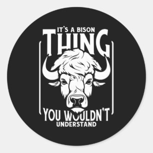 Pegatina Redonda Bison Wildlife Animal American Bison