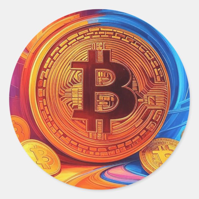 Pegatina Redonda Bitcoin (Anverso)