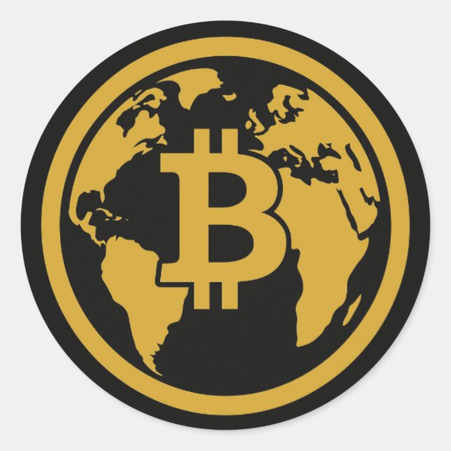 Pegatina Redonda Bitcoin a global asset (Anverso)