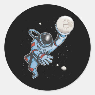 Pegatina Redonda Bitcoin al astronauta lunar