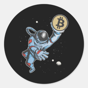 Pegatina Redonda Bitcoin al astronauta lunar
