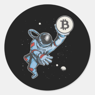 Pegatina Redonda Bitcoin al astronauta lunar