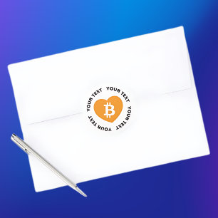 Pegatina Redonda Bitcoin B en el corazón