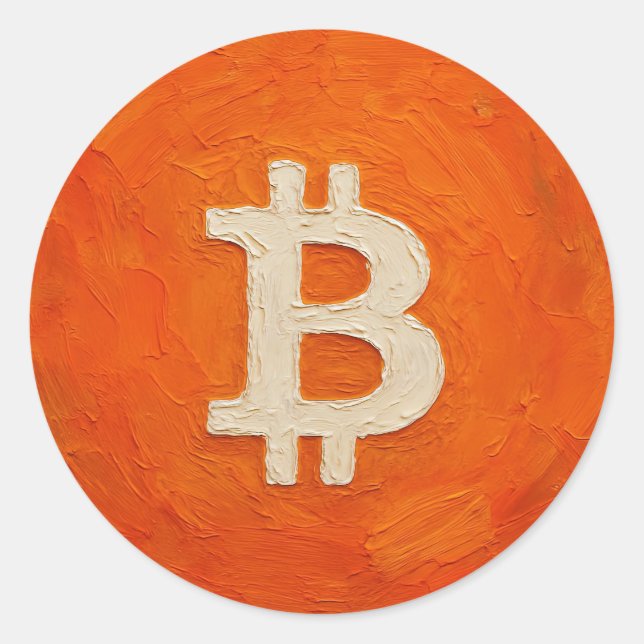Pegatina Redonda Bitcoin Standard (Oil, Style: 3) (Anverso)