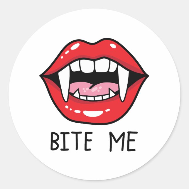 Pegatina Redonda Bite me  (Anverso)