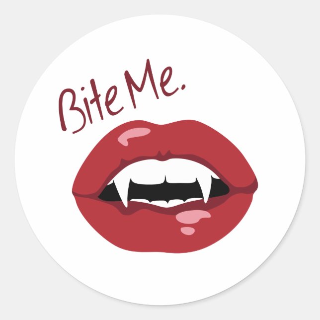 Pegatina Redonda Bite Me (Anverso)