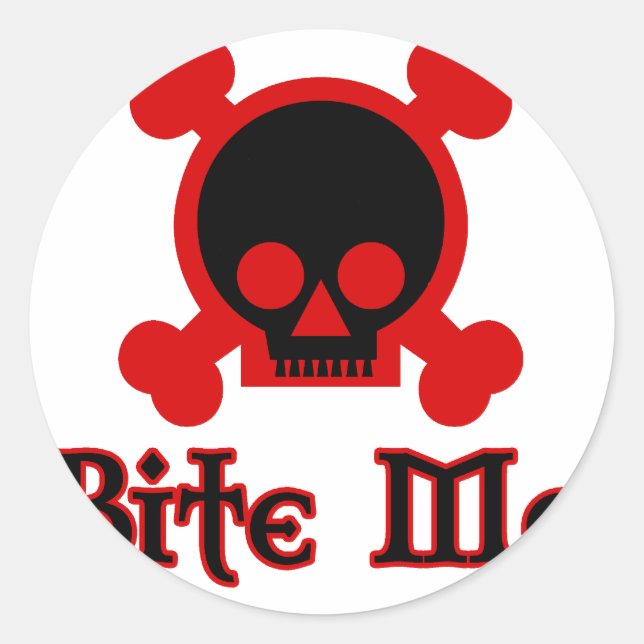 Pegatina Redonda Bite me (Anverso)