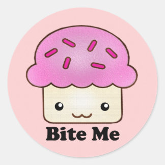 Pegatina Redonda Bite Me Cupcake