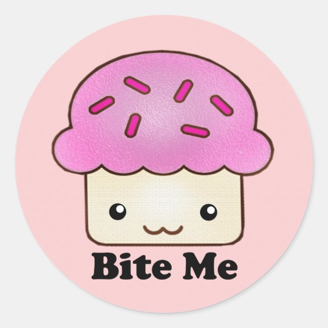 Pegatina Redonda Bite Me Cupcake (Anverso)