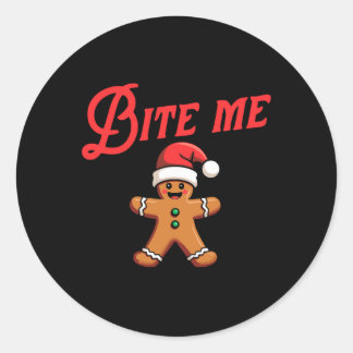 Pegatina Redonda BITE ME Gingerbread Cookie Graciosa Christina Sarc