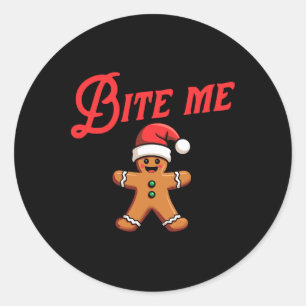 Pegatina Redonda Bite Me Gingerbread Cookie Graciosa Christina Sarc