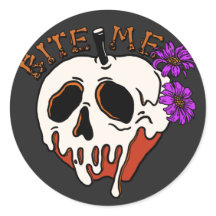 Bite Me - Halloween Skull Poison Apple y Flores