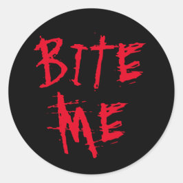 Pegatina Redonda Bite me la tipografía de sangre roja fiesta divert