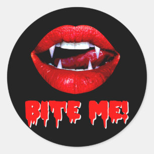 Pegatina Redonda Bite Me Vampire Halloween