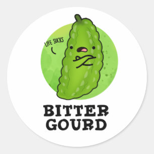 Pegatina Redonda Bitter Gourd Funny Veggie Pun