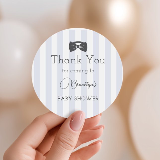 Pegatina Redonda Bitty Bow Oh Boy Baby Shower Gracias (Subido por el creador)
