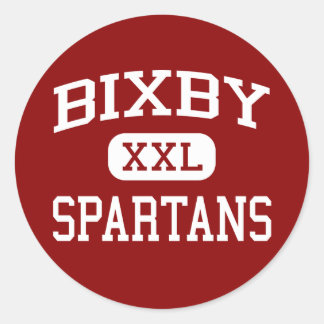Pegatina Redonda Bixby - Espartanos - Escuela Media - Bixby Oklahom
