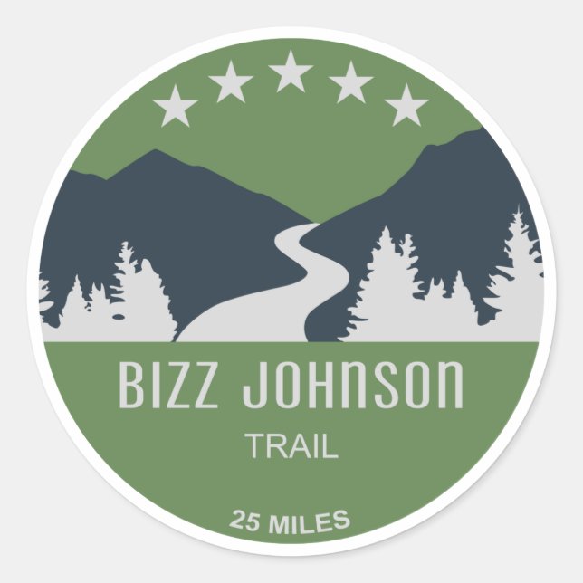 Pegatina Redonda Bizz Johnson Trail (Anverso)