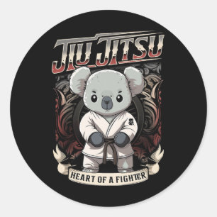 Pegatina Redonda Bjj Corazón De Un Luchador - Jiu Jitsu Byby Koala 