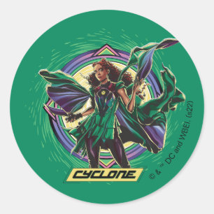 Pegatina Redonda Black Adam   Cyclone Character Graphic