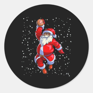 Pegatina Redonda Black African American Santa Claus Basketball Afro