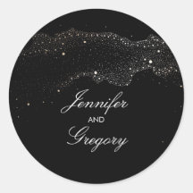 Black and Gold Night Stars Boda moderno