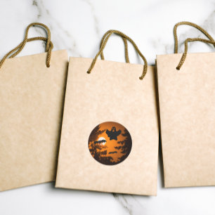 Pegatina Redonda Black and Naranja Spooky Halloween Night Scene
