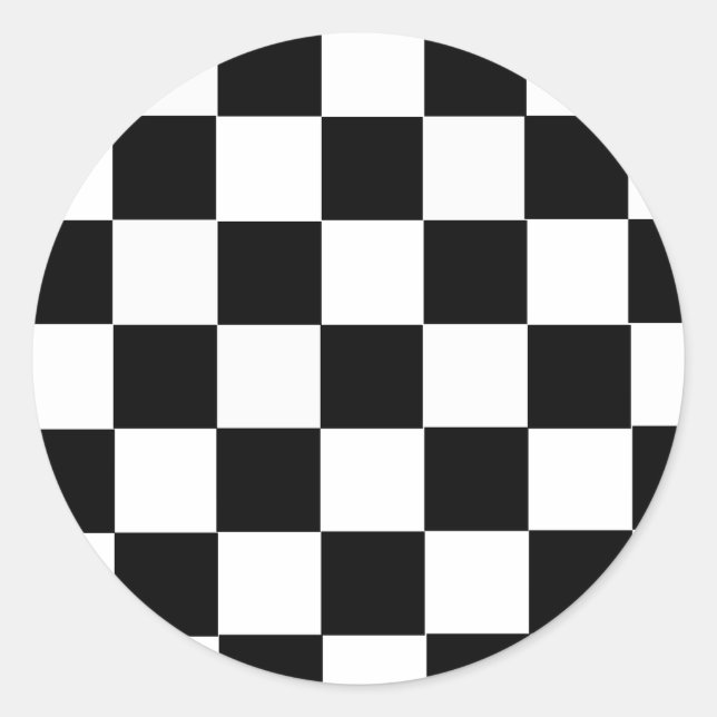 Pegatina Redonda Black and White Checkered (Anverso)