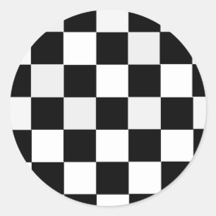 Pegatina Redonda Black and White Checkered