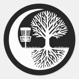 Pegatina Redonda Black and White Disc Golf Silhouette
