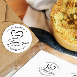 Pegatina Redonda Black And White Gracias Por Tu Panadería De Pedido