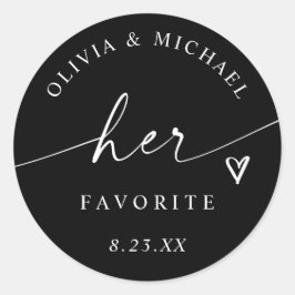 Pegatina Redonda Black and White Her Favorite Wedding Treat Bag