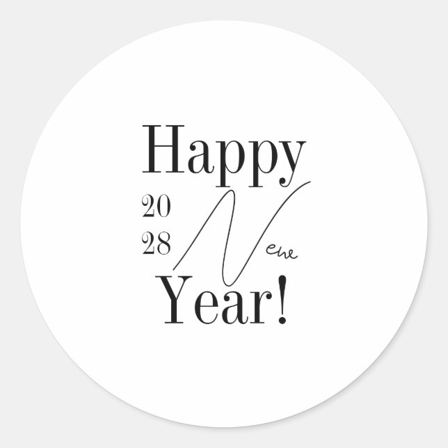 Pegatina Redonda Black and White New Year's Eve Party (Anverso)