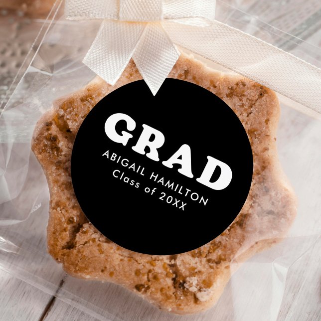 Pegatina Redonda Black and White Retro Typography Graduation (Subido por el creador)