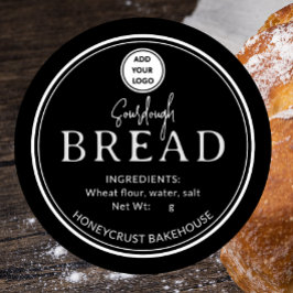 Pegatina Redonda Black Bakery Sourdough Bread Add logo Sticker