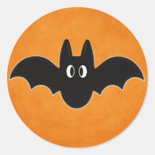 Pegatina Redonda Black Bat sobre fondo Naranja