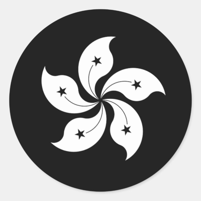 Pegatina Redonda Black Bauhinia flag (Anverso)